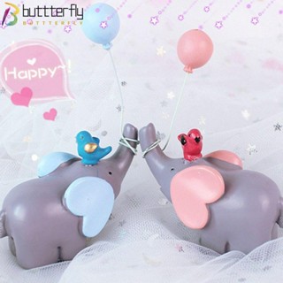 Buttterfly ตุ๊กตาช้าง ขนาดเล็ก สีฟ้า สีชมพู สําหรับตกแต่งเค้ก เบเกอรี่ ขนมหวาน