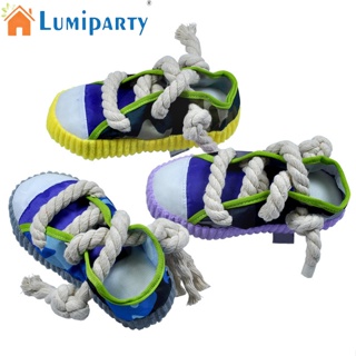 Lumiparty รองเท้าแตะเชือกฝ้าย หลากสี ทนต่อการกัด ของเล่นทําความสะอาดฟัน สําหรับสัตว์เลี้ยง สุนัข บรรเทาความเบื่อหน่าย