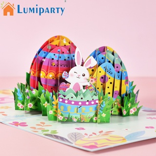 Lumiparty การ์ดอวยพรอีสเตอร์ รูปกระต่าย ไข่อีสเตอร์ 3d พร้อมซองจดหมาย แฮนด์เมด สําหรับเด็ก