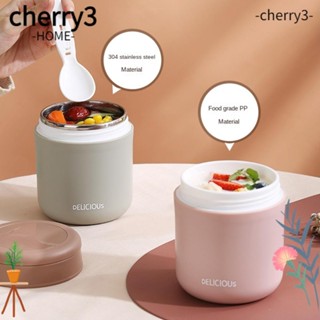 Cherry3 กระปุกใส่อาหารเด็ก มีฉนวนกันความร้อน พับได้ กันรั่วซึม ขนาด 15.2 ออนซ์ สีฟ้า