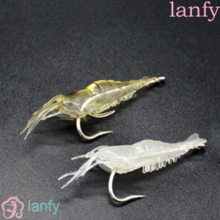 Lanfy กุ้งปลอม แบบนิ่ม พร้อมตะขอ เรืองแสง สําหรับตกปลาคาร์พ