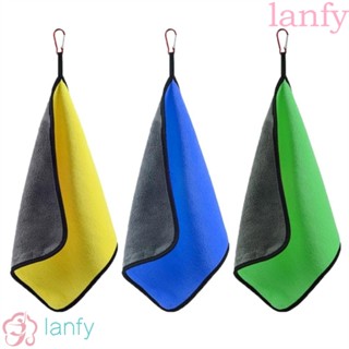 Lanfy ผ้าขนหนูเช็ดมือ แบบนิ่ม ดูดซับน้ํา ไม่เหนียวติด พร้อมหัวเข็มขัด สําหรับตกปลา เล่นกีฬากลางแจ้ง