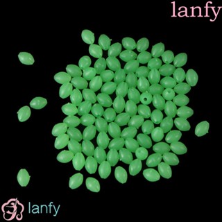 Lanfy ลูกปัดพลาสติก ทรงวงรี สีเขียว สําหรับตกปลา