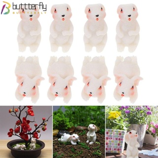 Buttterfly ตุ๊กตากระต่ายเรซิ่น ขนาดเล็ก แบบพกพา สีขาว สําหรับตกแต่งสวน 4 ชิ้น