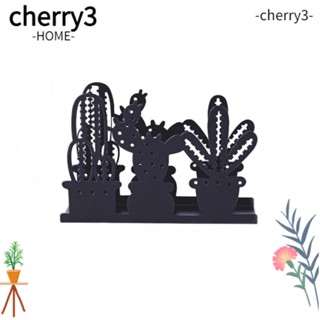 Cherry3 ที่วางผ้าเช็ดปาก โลหะ ธีมกระบองเพชร ทําความสะอาดง่าย ทนทาน สีดํา สําหรับร้านอาหาร