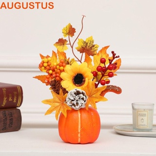 Augustus ดอกไม้ฟักทองประดิษฐ์ ดอกไม้จําลอง พืชปลอม ฤดูใบไม้ร่วง โฟมเหมือนจริง ตกแต่งฮาโลวีน