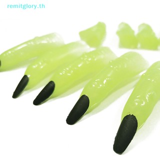 Remitglory เล็บปลอมแวมไพร์ แม่มด เรืองแสง อุปกรณ์เสริม สําหรับฮาโลวีน 10 ชิ้น