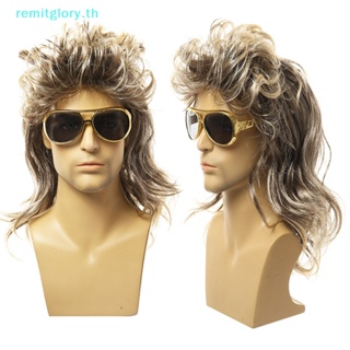 Remitglory วิกผมยาวหยิก คอสเพลย์ 70s 80s สําหรับผู้ชาย ปาร์ตี้ดิสโก้ TH