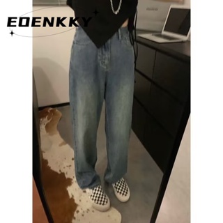 EOENKKY  กางเกงขายาว กางเกงยีสน์ผู้หญิง ทรงหลวม ๆ ตรง Retro Hip Hop Pants 2023 NEW Style  รุ่นใหม่ ins Stylish Chic A97L8AJ 36Z230909