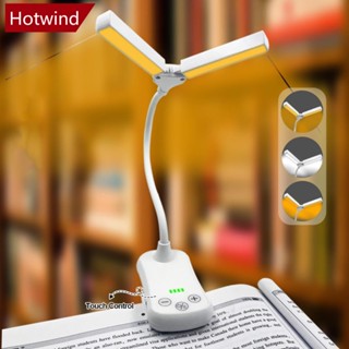 Hotwind โคมไฟตั้งโต๊ะ LED 3 สี 8 ความสว่าง แบบคลิปหนีบโต๊ะ ชาร์จซ้ําได้ 3 สี สําหรับอ่านหนังสือ ห้องนอน ท่องเที่ยว F5Q3