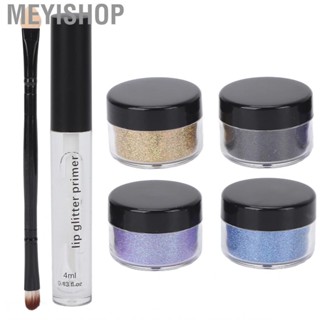 Meyishop Cosmetics Glitter Lip Kit  Charming Decaration Sequins Glossy Long Lasting 4 Kinds Of Colors Perfect Gift with Brush for Daily Use Girls