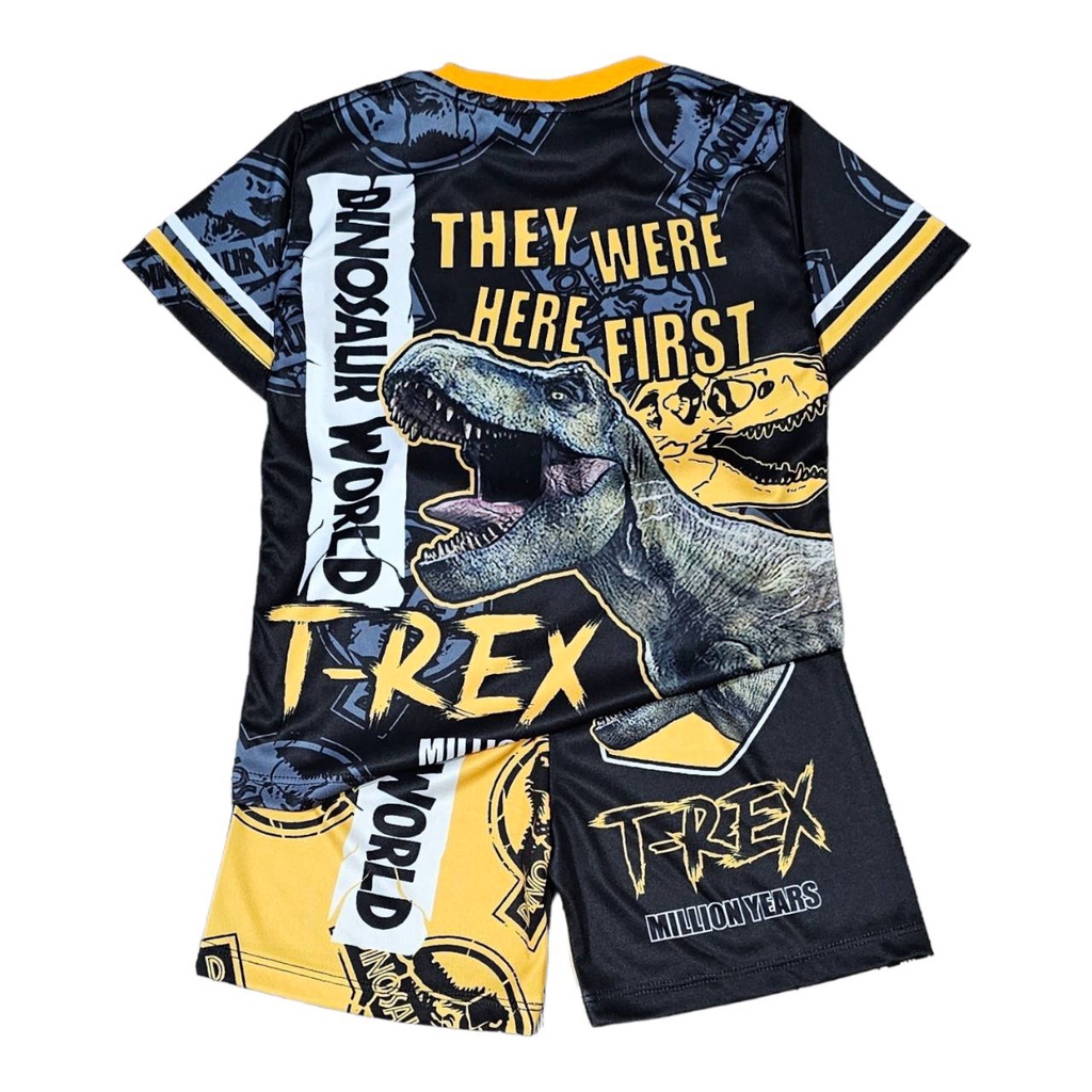 DI0649 เสื้อผ้าเด็ก เสื้อแขนสั้น+กางเกงขาสั้น เนื้อผ้าไมโครเกรดA ลายไดโนเสาร์ ทีเร็กซ์ ชุดเด็กแฟชั่น ชุดเด็กลายการ์ตูน ราคา ถูกที่สุด ดีลบีเคเค แกลเลอรีภาพที่ 3