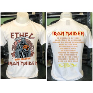 Iron Maiden ผ้าฝ้าย 100% เสื้อยืดคอกลมด้านบน