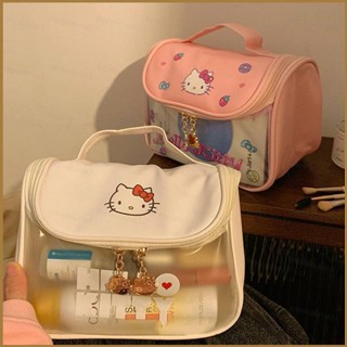 Sq3 Sanrio HelloKitty กระเป๋าถือ กระเป๋าเครื่องสําอาง ลายการ์ตูนน่ารัก ความจุขนาดใหญ่ แบบพกพา สําหรับผู้หญิง