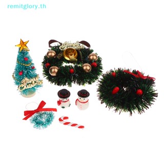 Remitglory โมเดลต้นคริสต์มาส สโนว์แมน ขนาดเล็ก 1:12 สําหรับตกแต่งบ้านตุ๊กตา 1 ชุด