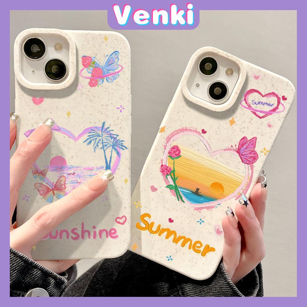 Venki - เข้ากันได้สำหรับ เคสไอโฟน เคสไอโฟน11 เคส iphone 11 เป็นมิตรกับสิ่งแวดล้อมย่อยสลายได้เคสสีขาวกันกระแทกป้องกันสีชมพูสีเหลือง Love Butterfly เข้ากันได้กับ iPhone 14 Pro max 13 Pro max 12 Pro Max 11 XR XS 7 8