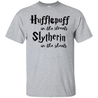 เสื้อยืดแขนสั้น คอกลม ผ้าฝ้าย พิมพ์ลาย Hufflepuff Streets สําหรับผู้ชายS-5XL