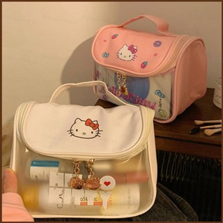 Kira Sanrio HelloKitty กระเป๋าถือ กระเป๋าเครื่องสําอาง ลายการ์ตูนน่ารัก แบบพกพา ความจุขนาดใหญ่ สําหรับผู้หญิง