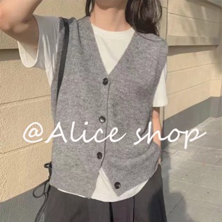 Alice  เสื้อแฟชั่นผู้หญิง เสื้อแขนยาว คลุม ไหมพรม ครอปเสื้อแขนยาว  Chic สวยงาม Beautiful ins A91K5L6 36Z230909