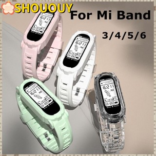 Shououy สายรัดข้อมือซิลิโคน แบบเปลี่ยน สําหรับ Mi Band 6 5 4 3