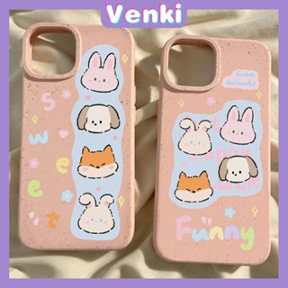 Venki - เข้ากันได้สำหรับ เคสไอโฟน เคสไอโฟน11 เคส iphone 11เป็นมิตรกับสิ่งแวดล้อมย่อยสลายได้สีชมพูเคสกันกระแทกป้องกันสัตว์น่ารักสุนัขจิ้งจอกกระต่ายเข้ากันได้กับ iPhone 14 Pro max 13 Pro max 12 Pro Max 11 XR XS 7 8Plus