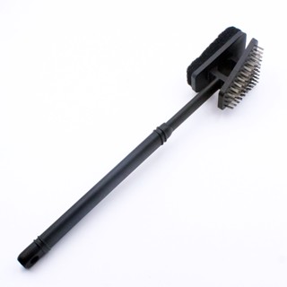 Hot Sale# factory direct sales 14.5-inch three-in-one trapezoid barbecue brush BBQ outdoor cleaning tool 8cc