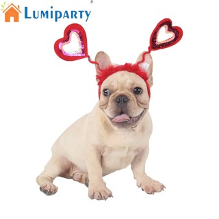 Lumiparty ที่คาดผม รูปหัวใจ ปรับได้ สําหรับสัตว์เลี้ยง สุนัข แมว วาเลนไทน์