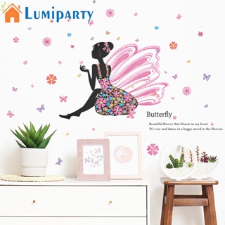 Lumiparty สติกเกอร์ติดผนัง ลายดอกไม้เอลฟ์ เด็กผู้หญิง มีกาวในตัว หลากสี สําหรับห้องนอน ห้องนั่งเล่น ตกแต่งผนัง