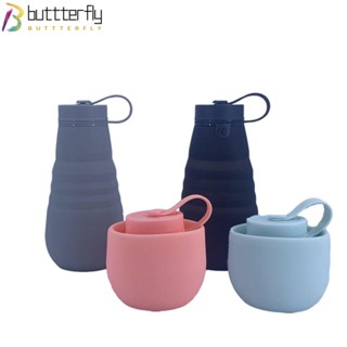 Buttterfly แก้วน้ําซิลิกาเจล แบบพับได้ พร้อมฝาปิด แบบพกพา สําหรับปั่นจักรยาน เดินทาง ปีนเขา