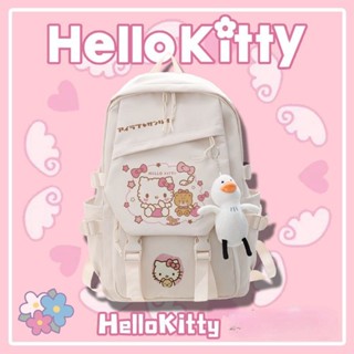 กระเป๋าเป้สะพายหลัง กระเป๋านักเรียน พิมพ์ลาย Hello Kitty สําหรับเด็กผู้หญิง