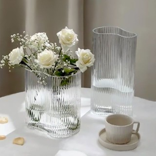 แจกันแก้วไฮโดรโปนิก แบบใส ลายทางแนวตั้ง เครื่องประดับ สําหรั…