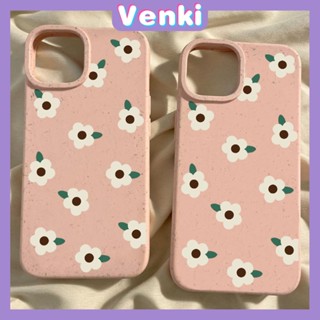 Venki - เข้ากันได้สำหรับ เคสไอโฟน เคสไอโฟน11 เคส iphone 11 เป็นมิตรกับสิ่งแวดล้อมย่อยสลายได้สีชมพูเคสกันกระแทกป้องกันดอกไม้สีขาวเรียบง่ายเข้ากันได้กับ iPhone 14 Pro max 13 Pro max 12 Pro Max 11 XR XS 7 8Plus