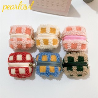 Pearl01 กระเป๋าเก็บหูฟัง กระเป๋าใส่เหรียญ ผ้ากํามะหยี่ แต่งซิป ลายวาฟเฟิลน่ารัก สําหรับผู้หญิง