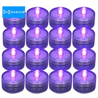 ไฟ LED ใต้น้ํา ไร้เปลวไฟ กันน้ํา สีม่วง ใช้แบตเตอรี่ สําหรับเทศกาล 12 ชิ้น