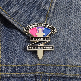 Lgbt เข็มกลัดเคลือบ สีรุ้ง สองทาง Bi Pride Violently with A Sword Bisexual Badge เครื่องประดับ สําหรับสะสม ของขวัญ มิตรภาพ