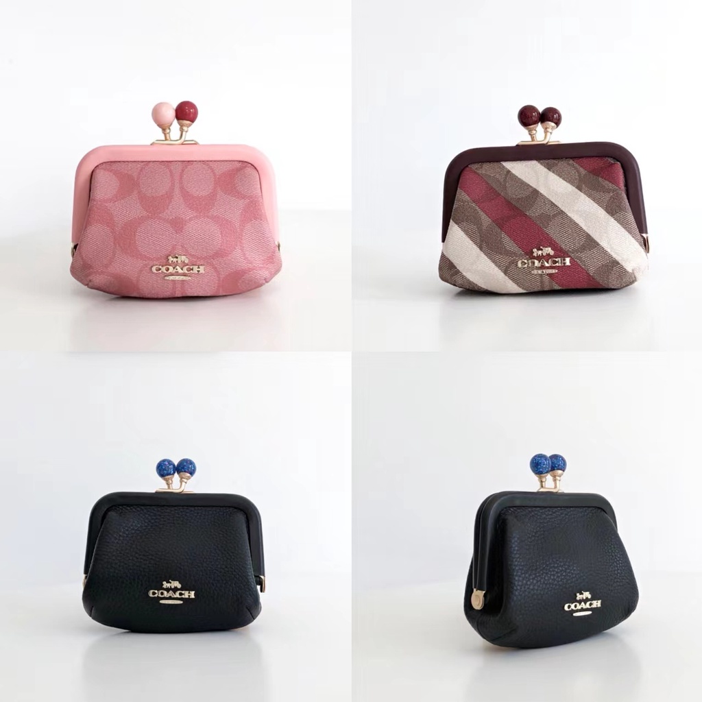 ใหม่ กระเป๋าสตางค์ กระเป๋าใส่เหรียญ พิมพ์ลาย Prse Kiss Lock สีพื้น สําหรับผู้หญิง