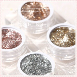 Fn ความหนาแน่นสูงแพลทินัมยาทาเล็บเจล Star Diamond Gold Silver Glitter Powder Super Flash กาวส่องไฟเล็บสำหรับร้านเล็บ 5g JOYFEEL