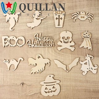 Quillan จี้ป้ายแท็กไม้ รูปฟักทอง สําหรับแขวนตกแต่ง DIY