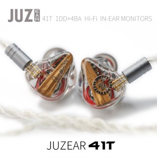 Juzear หูฟังอินเอียร์ HiFi 41T 1DD+4BA Hi-Res IEM 2 Pin 0.78 มม. 6N ชุบเงิน