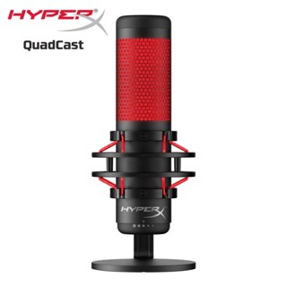 Hyperx QuadCast คอนเดนเซอร์ไมโครโฟนเล่นเกม USB ป้องกันการสั่นสะเทือน สี่รูปแบบขั้ว สําหรับ PC PS4 PS5 และ Mac