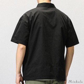 [Miskulu] เสื้อยืดแขนสั้น แบบสวมหัว สไตล์คาร์โก้ สําหรับผู้ชาย ตั้งแคมป์