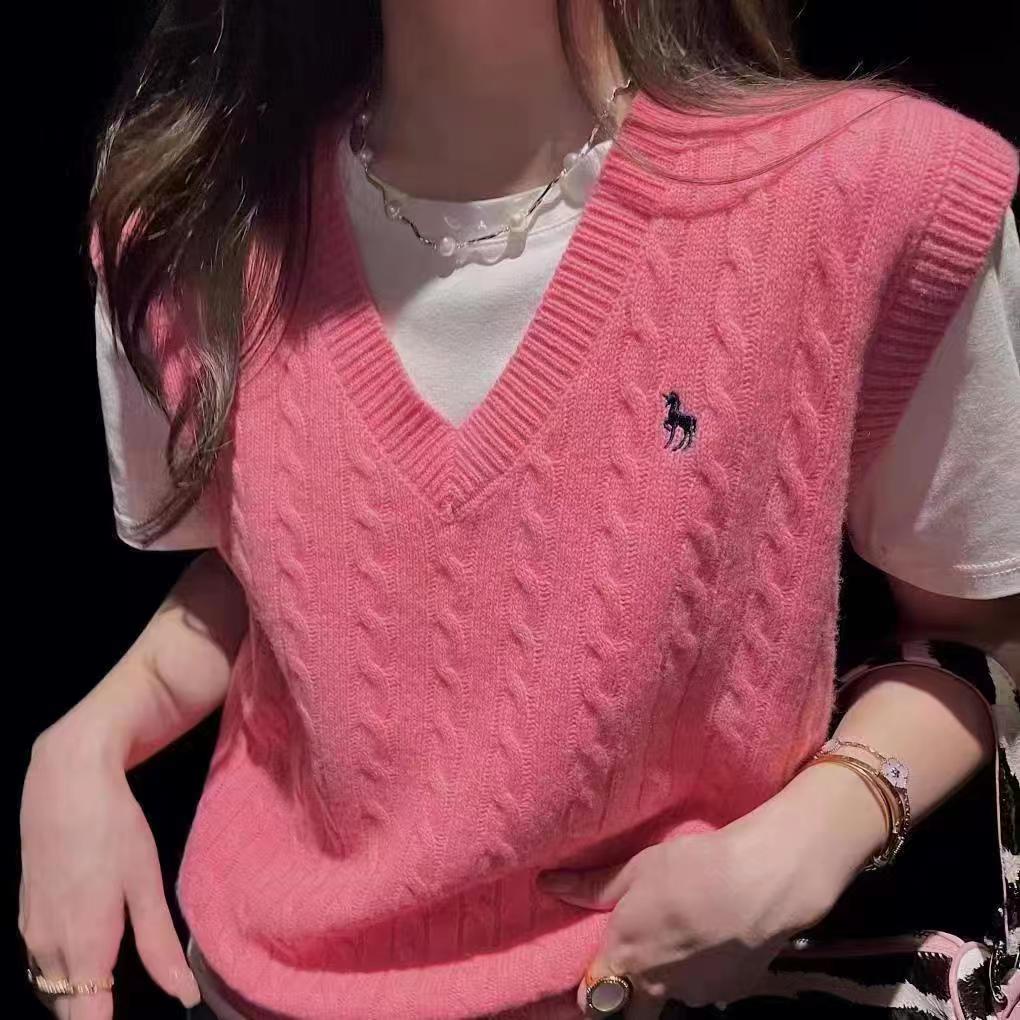 Xiao2 เสื้อกั๊กกันหนาว คอวี แขนกุด ปักลาย ทรงหลวม สําหรับผู้หญิง เหมาะกับฤดูใบไม้ร่วง MC BIVR