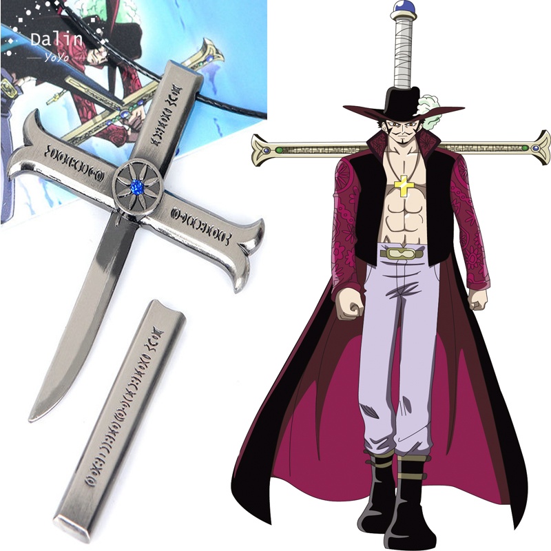 อะนิเมะ One Piece สร้อยคอ Dracule Mihawk Cross จี้ย้อนยุค ไม่เป็นสนิม สร้อยคอผู้ชาย ผู้หญิง แฟชั่น เครื่องประดับ