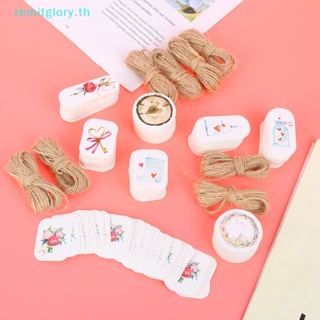 Remitglory ป้ายแท็กกระดาษ ลายดอกไม้ แฮนด์เมด DIY 50 ชิ้น TH