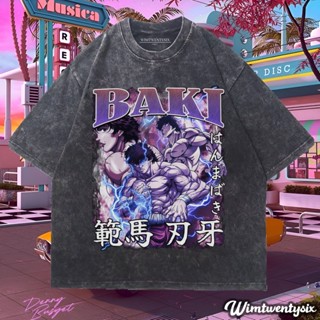 Wimtwentysix "hanma bootleg anime Tray" เสื้อยืดโอเวอร์ไซซ์ พิมพ์ลายการ์ตูนอนิเมะ | เสื้อยืด สไตล์วินเทจ