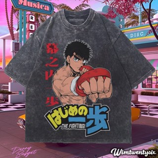 เสื้อยืด พิมพ์ลายอนิเมะมวย Wimtwentysix "hajime no ippo" ขนาดใหญ่ | เสื้อยืด สไตล์วินเทจ