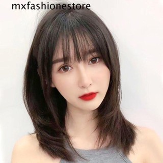 Mxfashione วิกผมหางหยิกบ๊อบ ไร้รอยต่อ มองไม่เห็น เครื่องประดับผม ปาร์ตี้ ต่อผม วิกผมสั้น สีดํา ความยาวปานกลาง