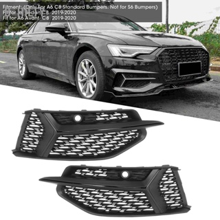 B_HILTY Glossy Black Honeycomb Mesh for RS6 Style Fog Light Grilles Grills For A6 C8 2019‑2020