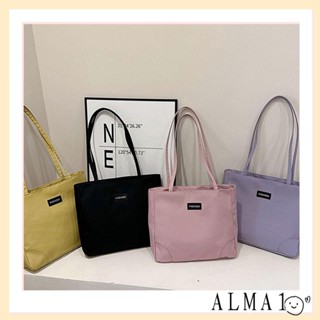 Alma กระเป๋าถือลําลอง หนัง PU ทรงโท้ท จุของได้เยอะ สีพื้น สําหรับสตรี