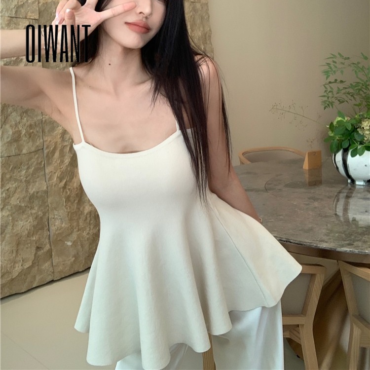 Oiwant เสื้อสายเดี่ยวลําลอง เปิดหลัง เข้ารูป สีพื้น เซ็กซี่ สําหรับสตรี 2023